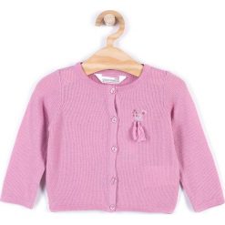 Coccodrillo - Sweter dziecięcy 62-86 cm. Różowe swetry dziewczęce COCCODRILLO, bez wzorów, z bawełny, z okrągłym kołnierzem, z krótkim rękawem, krótkie, bez kaptura. Za 69,90 zł.