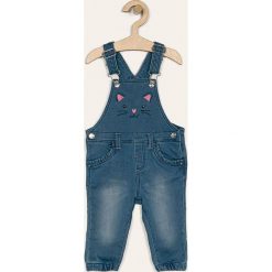 Blukids - Ogrodniczki dziecięce 74-98 cm. Niebieskie jeansy dziewczęce Blukids, z haftami, z elastanu. Za 89,90 zł.