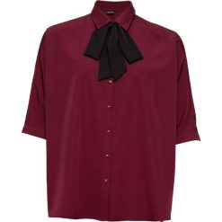 Bluzka z krawatką bonprix ciemny jeżynowy. Fioletowe bluzki wizytowe marki bonprix, biznesowe. Za 89,99 zł.