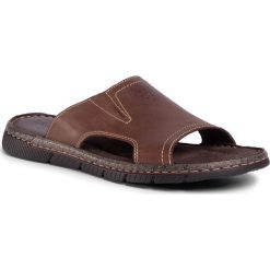 Klapki LASOCKI FOR MEN - MB-PIZZA-11 Brown. Pomarańczowe klapki męskie Lasocki For Men, bez wzorów, ze skóry. Za 99,99 zł.