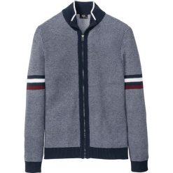 Sweter rozpinany ze stójką bonprix ciemnoniebieski. Niebieskie swetry męskie bonprix, s, bez wzorów. Za 99,99 zł.