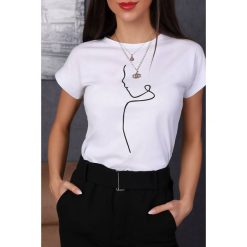 T-shirt damski BRINZY WHITE. Białe bluzki damskie IVET, z nadrukiem, bez kołnierzyka. W wyprzedaży za 19,00 zł.