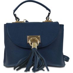 Torebki klasyczne damskie: Skórzana torebka „Olga” w kolorze granatowym – 22 x 17 x 11 cm
