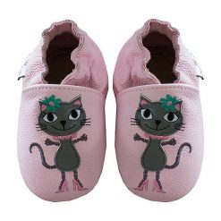 Buciki niemowlęce: Skórzane buty niemowlęce „Diva Cat” w kolorze jasnoróżowym