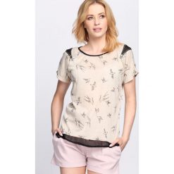 Bluzki, topy, tuniki: Beżowy T-shirt Suit & Tie