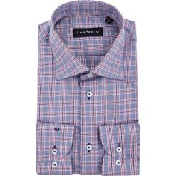 Koszula Szara w Kratę Sofia. Szare koszule męskie marki LANCERTO, m, bez wzorów, z jedwabiu, eleganckie, z klasycznym kołnierzykiem, bez rękawów. Za 299,90 zł.