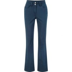 Spodnie ze stretchem Bootcut bonprix ciemnoniebieski. Niebieskie spodnie damskie bonprix. Za 59,99 zł.