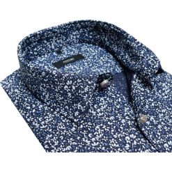 Granatowa koszula w drobne kwiatki Mmer A049. Koszule męskie m, w kwiaty, z elastanu, eleganckie. Za 148,50 zł.