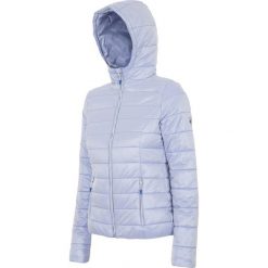 Kurtka puchowa damska KUD003 - kobalt. Pomarańczowe kurtki damskie marki 4f, na lato, l, bez wzorów, z materiału, z kapturem. W wyprzedaży za 279,99 zł.