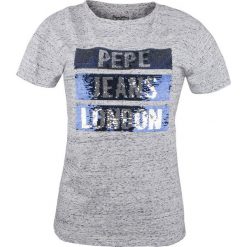 T-Shirt Pepe Jeans Moma Grey. Szare koszulki damskie Pepe Jeans, bez wzorów, z jeansu, klasyczne, z klasycznym kołnierzykiem, bez rękawów. Za 99,00 zł.