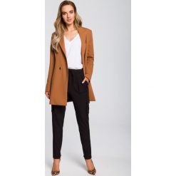 Żakiet damski długi bawełniany karmelowy - xl. Żakiety damskie e-margeritka.pl, s, bez wzorów, z bawełny, eleganckie, z długim rękawem, długie, bez kaptura. Za 194,99 zł.