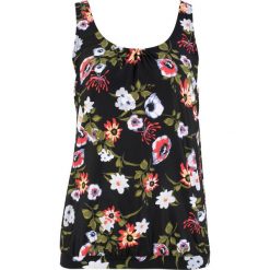 Top plażowy tankini bonprix czarny z nadrukiem. Czarne stroje kąpielowe damskie bonprix, z nadrukiem, bez kołnierzyka. Za 89,99 zł.