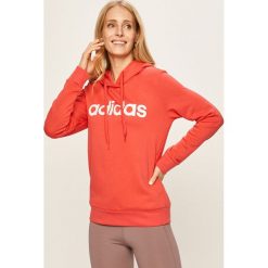 Adidas - Bluza. Czerwone bluzy damskie Adidas, s, z nadrukiem, z bawełny, bez rękawów, z kapturem. W wyprzedaży za 149,90 zł.