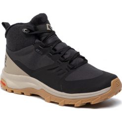 Buty SALOMON - OUTsnap CSWP W 409221 Black/Vintage Kaki/Gum1a. Czarne buty sportowe damskie Salomon, bez wzorów, ze skóry ekologicznej, sportowe, outdoorowe. W wyprzedaży za 429,00 zł.