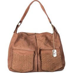 Torebki klasyczne damskie: Skórzana torebka w kolorze szarobrązowym - 36 x 29 x 10 cm