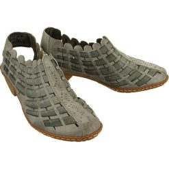 RIEKER 46778-40 grey, sandały damskie. Szare sandały damskie Rieker, bez wzorów, ze skóry, bez obcasa, na obcasie, bez zapięcia. Za 269,90 zł.