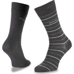 Zestaw 2 par wysokich skarpet męskich BOSS - Twopack Fine Stripe 50310460 012. Szare skarpetki męskie marki Boss, bez wzorów, z elastanu. Za 89,00 zł.
