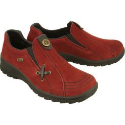 RIEKER L7171-35 TEX red, półbuty damskie. Czerwone półbuty damskie Rieker, bez wzorów, bez obcasa, bez zapięcia. Za 269,90 zł.