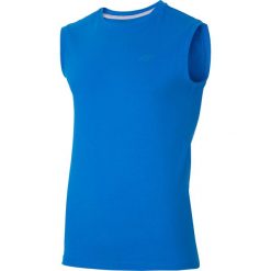 Koszulka bez rękawów męska TSM001 - jasny niebieski. Niebieskie t-shirty męskie 4f, m, bez wzorów, z bawełny, bez kołnierzyka. W wyprzedaży za 19,99 zł.