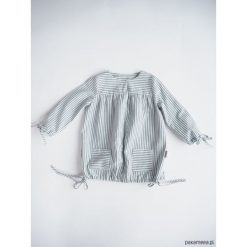 Sukienka z troczkami, BLUE STRIPES. Niebieskie sukienki dziewczęce z falbanami Pakamera, z bawełny, z długim rękawem, długie. Za 90,00 zł.