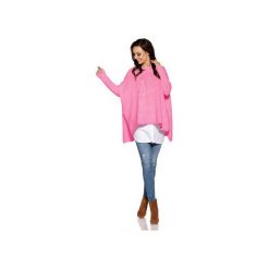 Modny sweter ponczo LS240. Czerwone poncza damskie marki Lemoniade, na jesień, ze splotem. Za 169,90 zł.