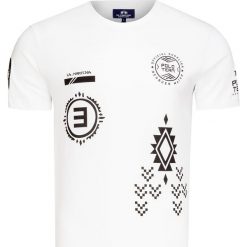 T-shirt LA MARTINA OVNI. Białe t-shirty męskie La Martina, z nadrukiem, z bawełny, z okrągłym kołnierzem. Za 380,00 zł.