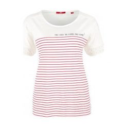 S.Oliver T-Shirt Damski 36 Kremowy. Białe koszulki damskie S.Oliver, s, z nadrukiem, z okrągłym kołnierzem. W wyprzedaży za 65,00 zł.