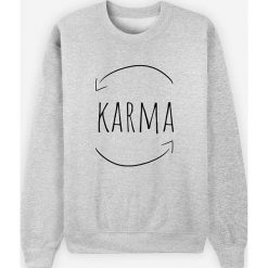 Bluza "Karma" w kolorze szarym. Szare bluzy damskie Wooop, xl, z nadrukiem. W wyprzedaży za 89,95 zł.