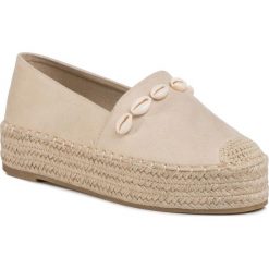 Espadryle JENNY FAIRY - WS083101-3 Beige. Brązowe espadryle damskie Jenny Fairy, na co dzień, z aplikacjami, ze skóry ekologicznej, bez obcasa, na koturnie, bez zapięcia. Za 79,99 zł.
