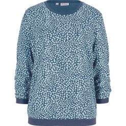 Bluza z nadrukiem, rękawy 3/4 bonprix ciemnoniebieski z nadrukiem. Niebieskie bluzy damskie bonprix, z nadrukiem, bez rękawów, bez kaptura. Za 79,99 zł.