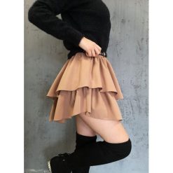 SPÓDNICA SUSANNA BEIGE - S/M. Brązowe spódniczki damskie Fanaberia.com, na jesień, s, w paski, krótkie, mini, rozkloszowane. Za 109,00 zł.