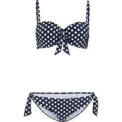 Bikini na fiszbinach (2 części) bonprix ciemnoniebiesko-biały. Niebieskie stroje kąpielowe damskie bonprix, bez wzorów. Za 69,99 zł.