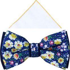 Granatowa mucha w kwiaty A333. Muszki męskie Adam Collection - Krawaty i dodatki, na co dzień, w kwiaty, z bawełny, eleganckie. Za 49,50 zł.
