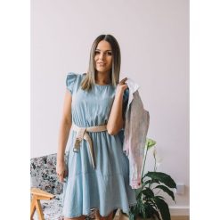 Sukienka Oksana jeans. Sukienki damskie Fanaberia.com, w paski, z jeansu, boho, bez kołnierzyka, z krótkim rękawem, krótkie, mini. Za 89,00 zł.