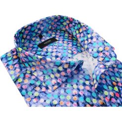 Kolorowa koszula w unikatowy wzór - kropki 876. Koszule męskie m, w kolorowe wzory, z elastanu, eleganckie. Za 148,50 zł.