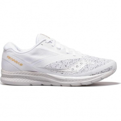 Buty sportowe "Kinvara 9" w kolorze białym. Białe halówki męskie Saucony, z materiału. W wyprzedaży za 295,95 zł.