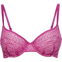Biustonosz bonprix fuksja. Czerwone biustonosze bardotka bonprix, w koronkowe wzory, z koronki. Za 27,99 zł.