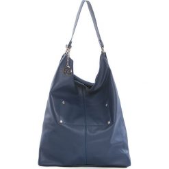 Shopper bag damskie: Skórzana torebka w kolorze granatowym – 30 x 55 x 15 cm