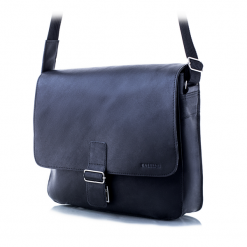 Skórzana torba męska na ramię BALEINE S1 czarna - Czarny. Czarne torby męskie skórzane Baleine, bez wzorów, ze skóry, vintage. Za 259,99 zł.