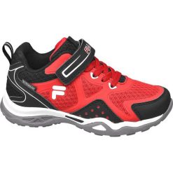 Czerwono-czarne sneakersy chłopięce Fila Fila czerwone. Czerwone trampki chłopięce Fila, z materiału, sportowe. Za 119,90 zł.