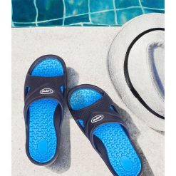 Klapki męskie basenowe Lano KL-4-0401 Navy/Blue. Niebieskie kapcie męskie Lano, z materiału. Za 28,00 zł.