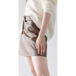 Spódnica mini z paskiem - Khaki. Brązowe spódniczki damskie Sinsay, s, bez wzorów, mini. Za 59,99 zł.
