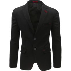 Marynarki męskie slim fit: Marynarka męska casual czarna (mx0375)