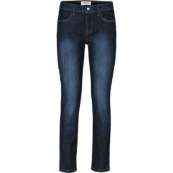 Dżinsy ze stretchem 7/8 bonprix ciemnoniebieski. Niebieskie jeansy damskie marki bonprix, z jeansu. Za 74,99 zł.