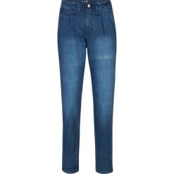 Dżinsy ze stretchem z wysoką talią bonprix niebiesko-czarny. Niebieskie jeansy damskie bonprix. Za 109,99 zł.