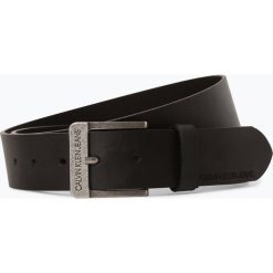 Calvin Klein Jeans - Męski pasek skórzany, czarny. Czarne paski męskie marki Calvin Klein Jeans, w paski, z jeansu, klasyczne. Za 179,95 zł.