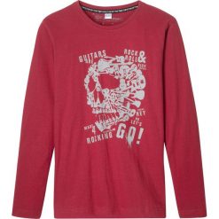 Shirt z długim rękawem bonprix pomarańczowo-czerwony. Czerwone koszule chłopięce bonprix, z nadrukiem, bez kołnierzyka, z długim rękawem, długie. Za 27,99 zł.