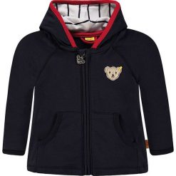 Bluza w kolorze granatowym. Niebieskie bluzy chłopięce rozpinane marki Steiff, z aplikacjami. W wyprzedaży za 99,95 zł.