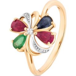 Unikalny Pierścionek - , Diament 0,01ct,rubin,. Żółte pierścionki damskie marki W.KRUK, z szafirem, złote. Za 1690,00 zł.