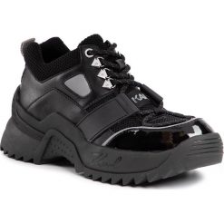 Sneakersy KARL LAGERFELD - KL61525 Black Lthr/Textile. Czarne półbuty damskie KARL LAGERFELD, ze skóry ekologicznej. Za 739,00 zł.